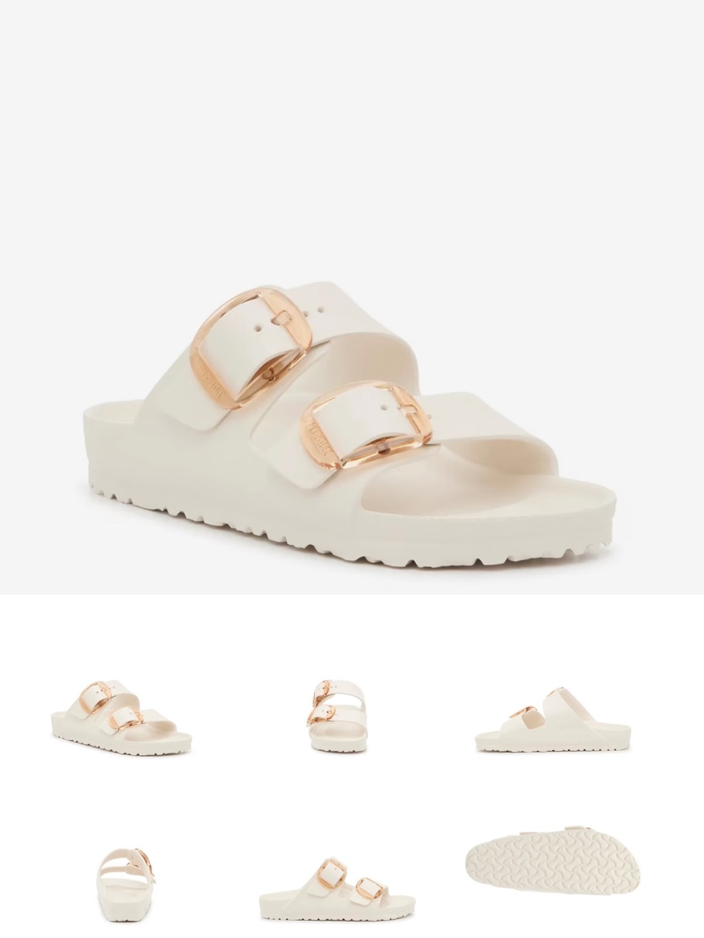 Birkenstock Arizona Eggshell with Gold Buckles
